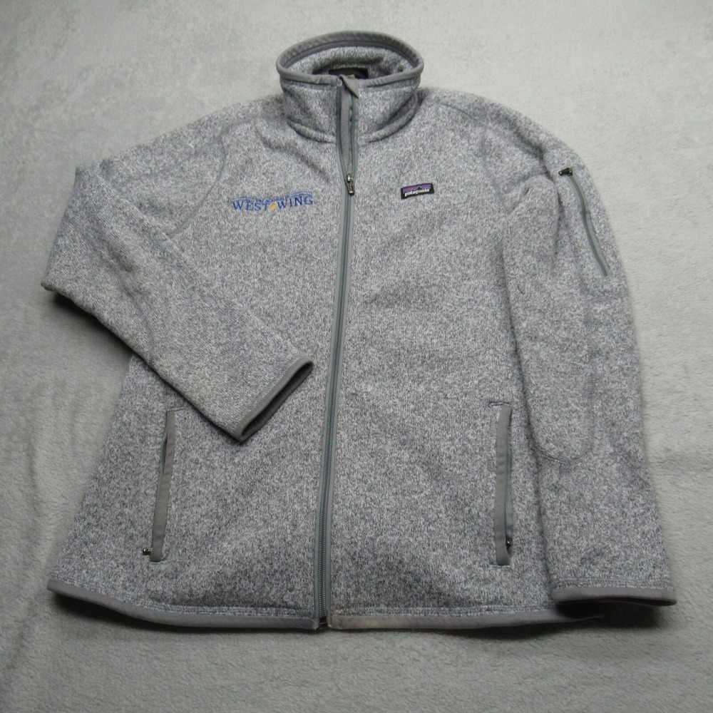 Patagonia Jacket Women Medium Gray Better Sweater Pockets Fleece Full Zip Logo